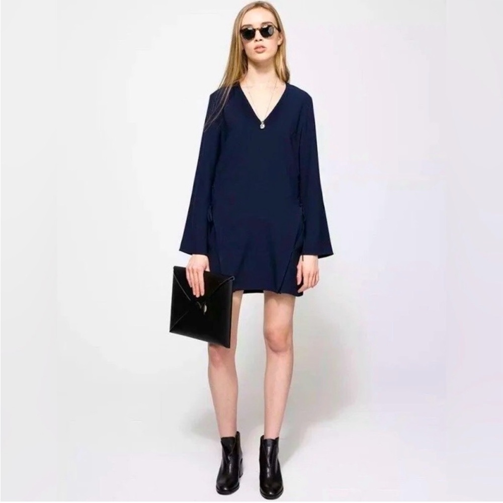 Finders Keepers Navy V-Neck Mini Dress